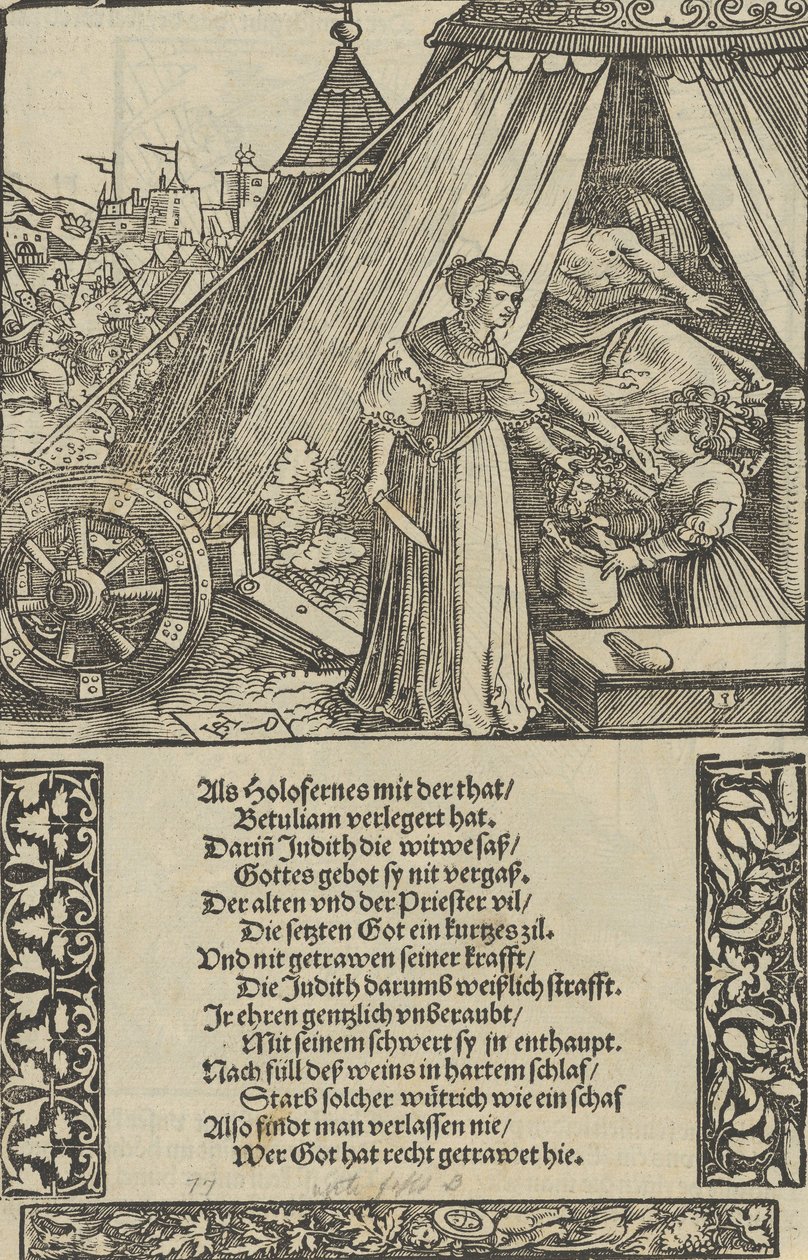 Holophernes Başkanı ile Judith, Das Büchle Memorial, 1533. by Hans Schäufelein the Elder