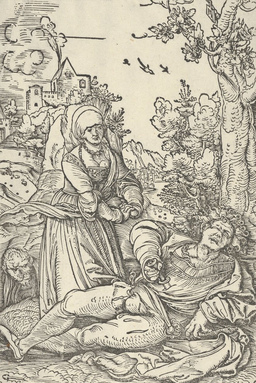 Pyramus ve Thisbe, yak. 1509-10. by Hans Schäufelein the Elder
