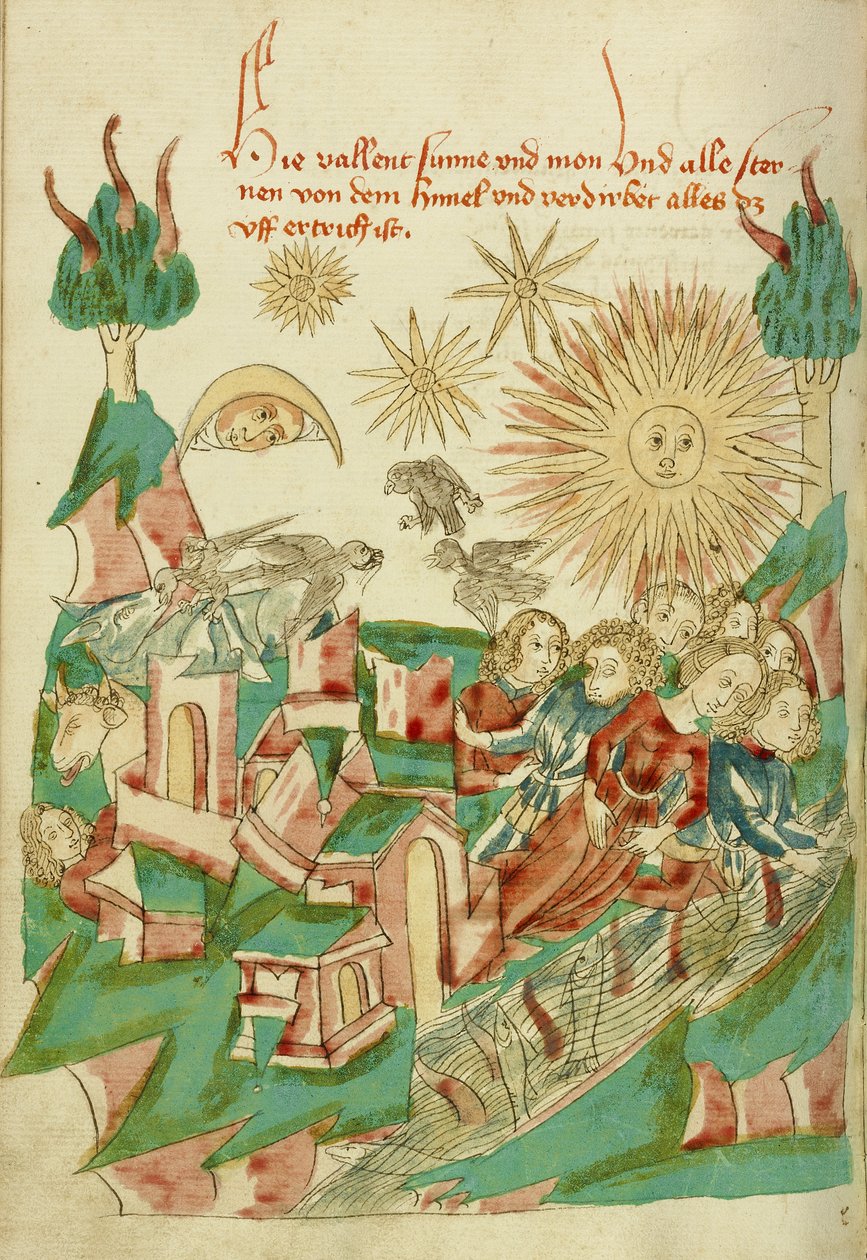 Dünyanın Sonu Bayan Ludwig XV 9 fol. 95v, 1469 (kağıt üzerinde mürekkep, renk yıkama ve tempera) by Hans Schilling