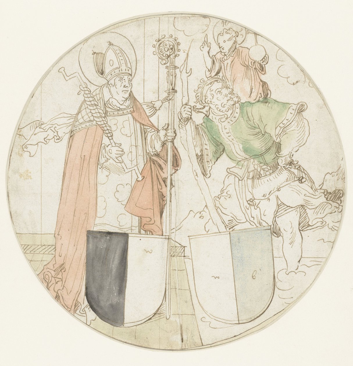 Her birinin arması olan Aziz Christopher ve Erasmus by Hans Sebald Beham (possibly)