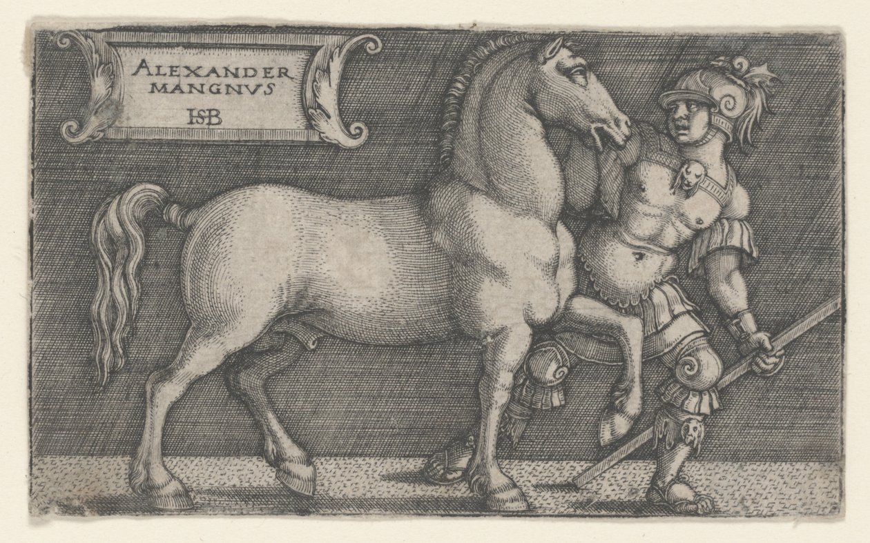 Büyük İskender Bucephalus, c.1531-1550 (gravür) by Hans Sebald Beham