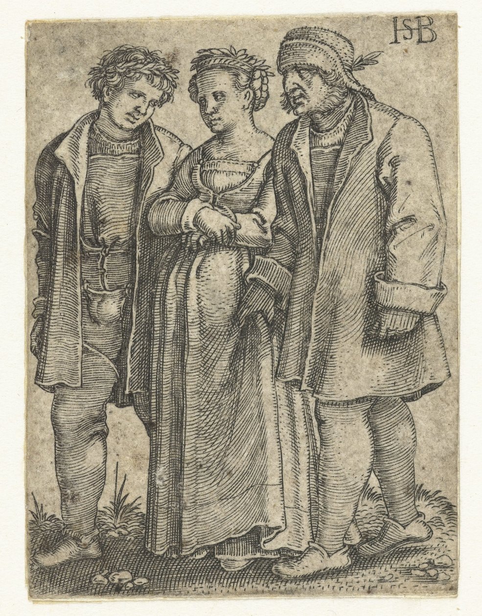 Gelin ve damat ve gelinin babası Çiftlik düğün geçit töreni (dizi başlığı) by Hans Sebald Beham