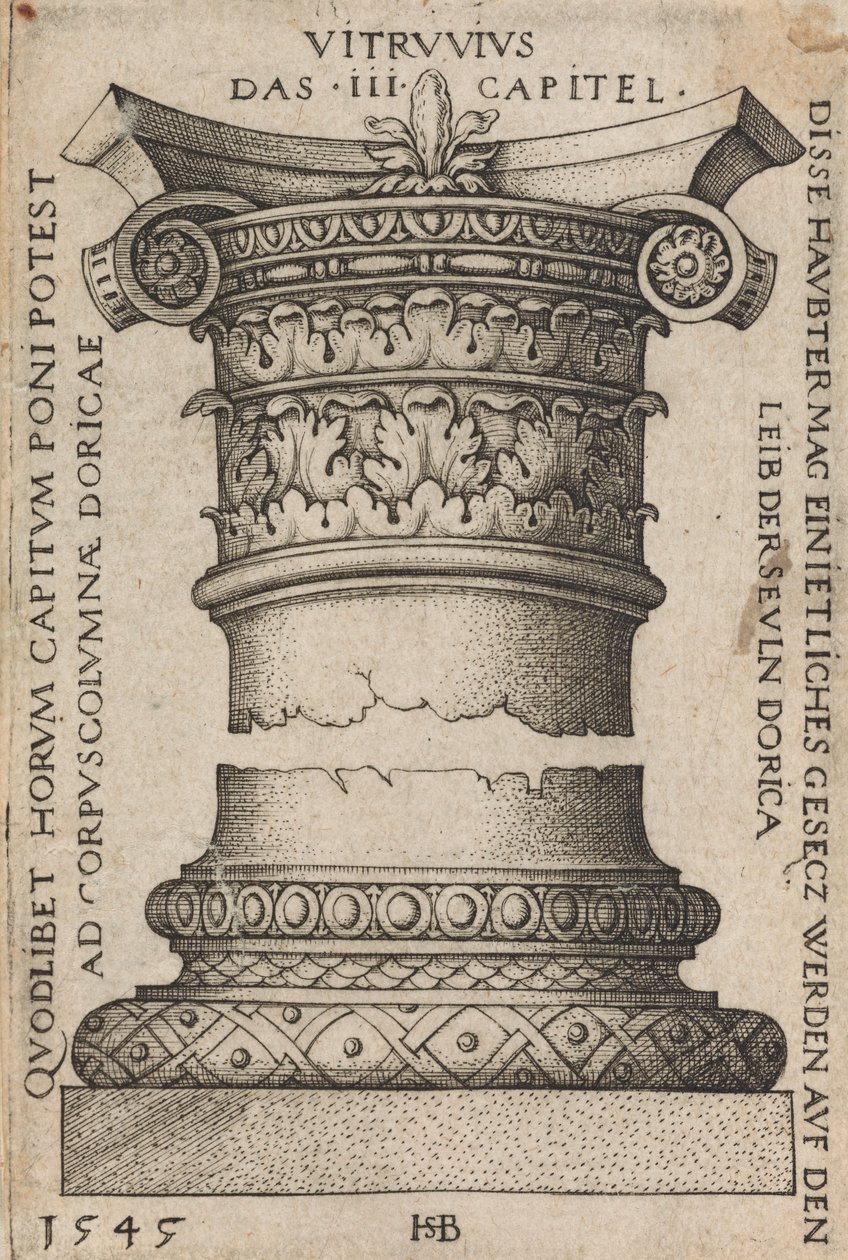 Bir Sütunun Sermayesi ve Tabanı by Hans Sebald Beham