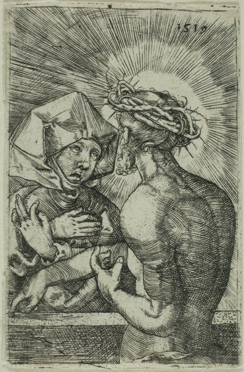 Annesiyle Konuşan Dikenlerle Taçlandırılan İsa by Hans Sebald Beham