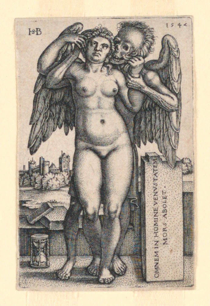 Ölüm ve Ayakta Çıplak Kadın by Hans Sebald Beham