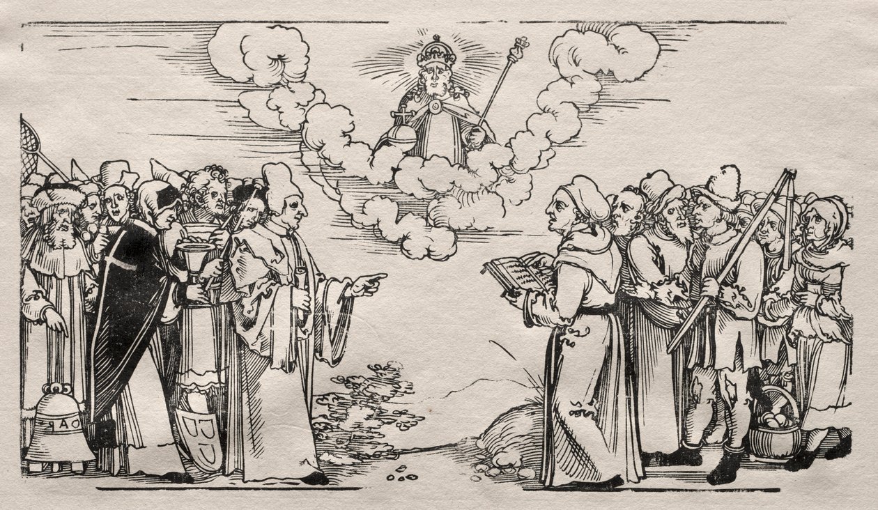 Luther ve Katolik İlahiyatçı arasındaki anlaşmazlık. by Hans Sebald Beham