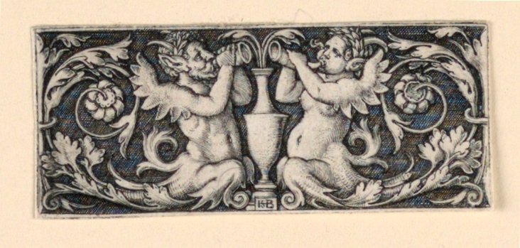 Erkek ve dişi Tritonlarla çevrili bir vazo ile friz by Hans Sebald Beham