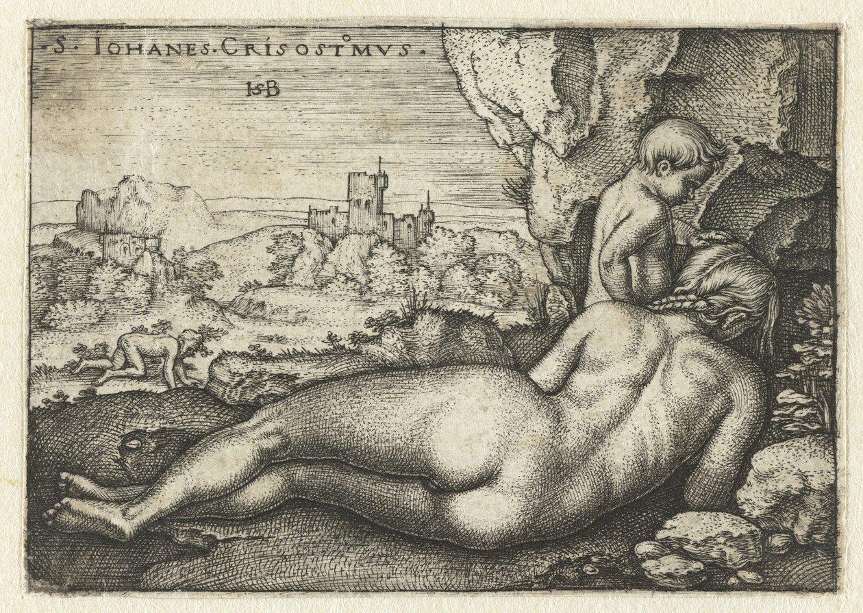 Çölde bir keşiş olarak Aziz John Chrysostom by Hans Sebald Beham