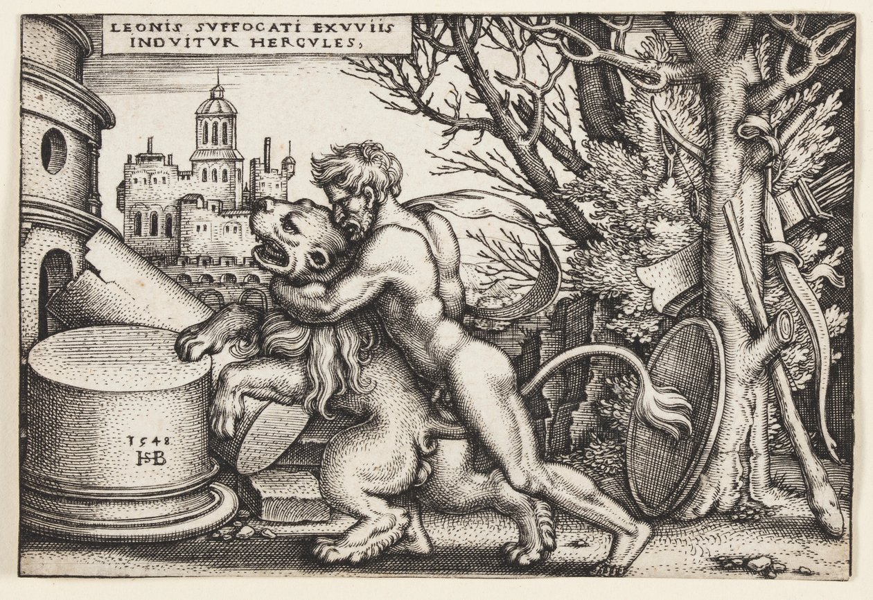 Herkül ve Nemea Aslanı by Hans Sebald Beham
