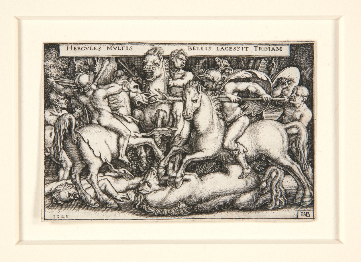 Truva atlarını yenen Herkül by Hans Sebald Beham
