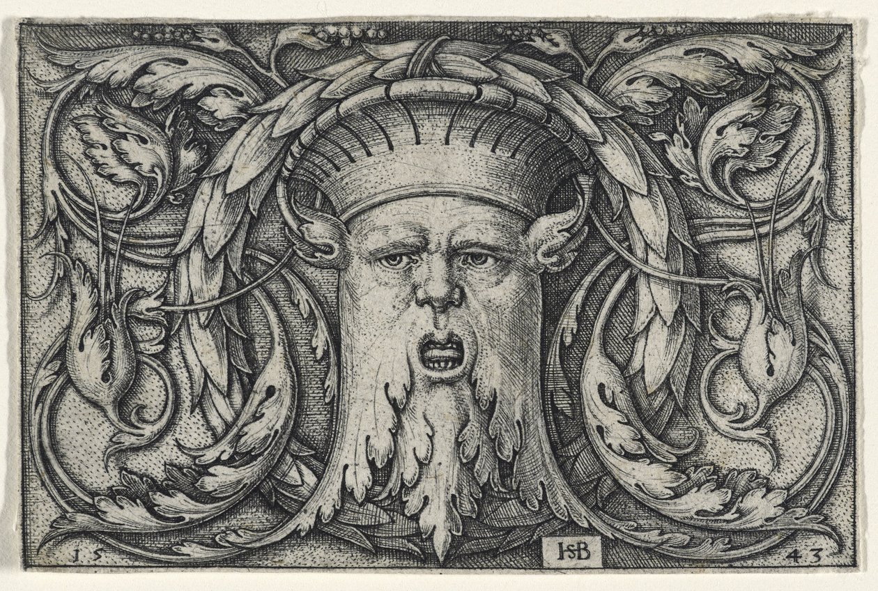 Mascaron, 1543 (kağıt üzerine gravür) by Hans Sebald Beham