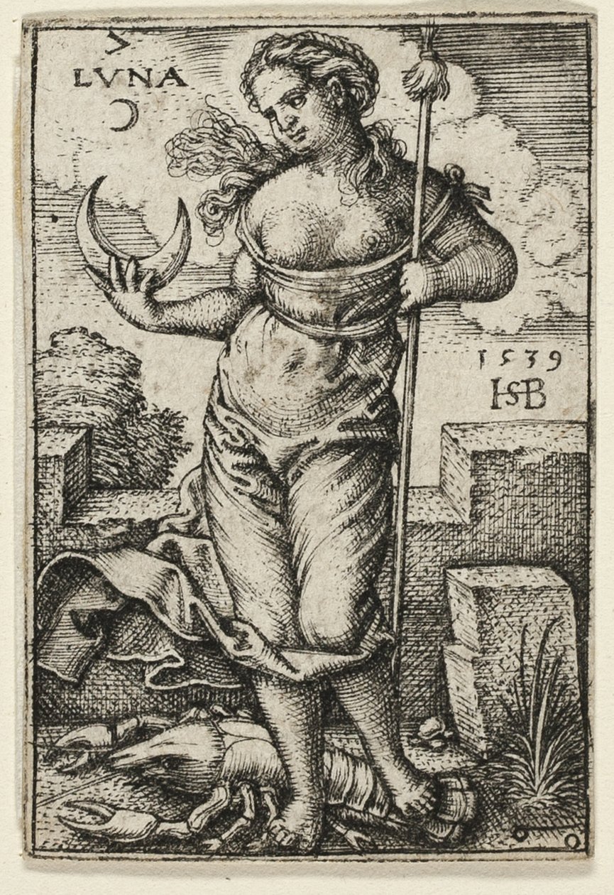 Ay, Zodyaklı Yedi Gezegenden yedinci plaka by Hans Sebald Beham
