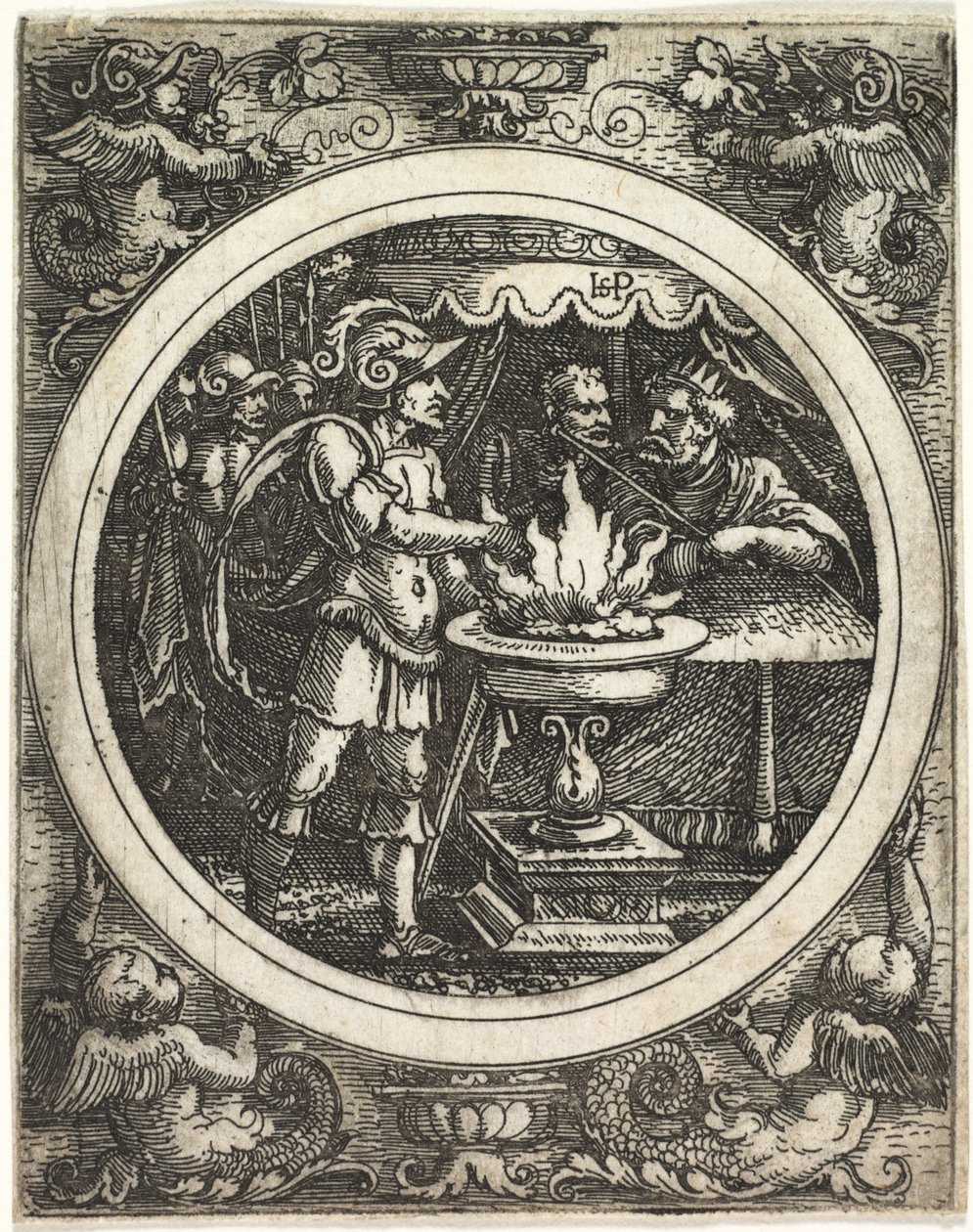 Mucius Scaevola Elini Ateşte Tutuyor by Hans Sebald Beham