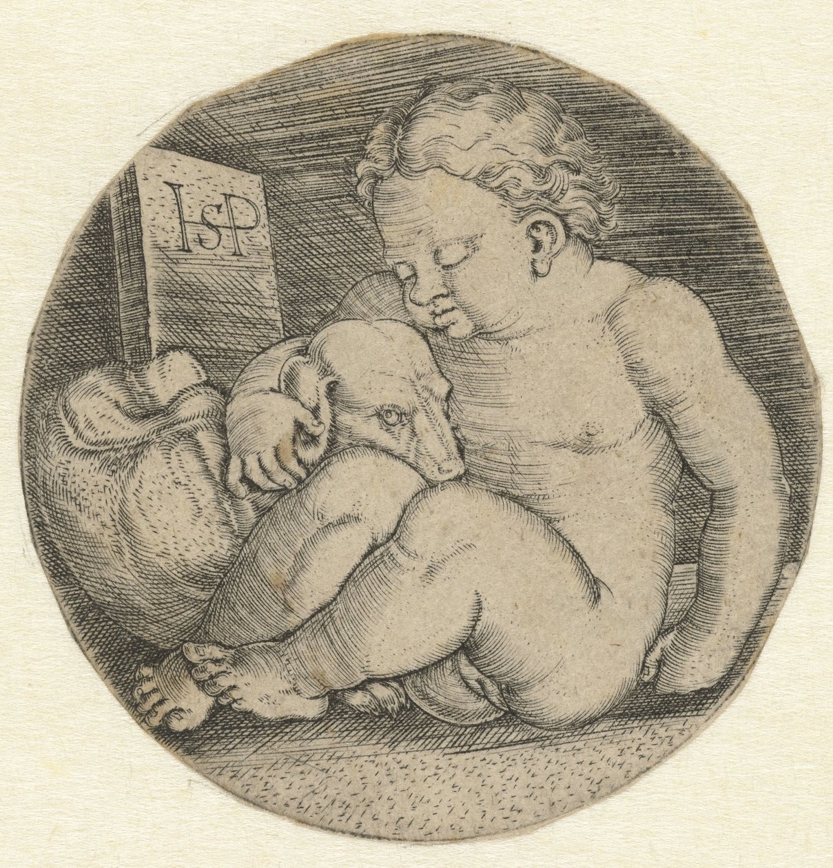 Bir köpek ile çıplak kız by Hans Sebald Beham