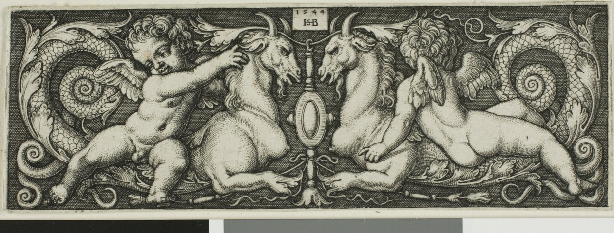 İki Cin Binen Kimerik Canavarla Süsleme by Hans Sebald Beham