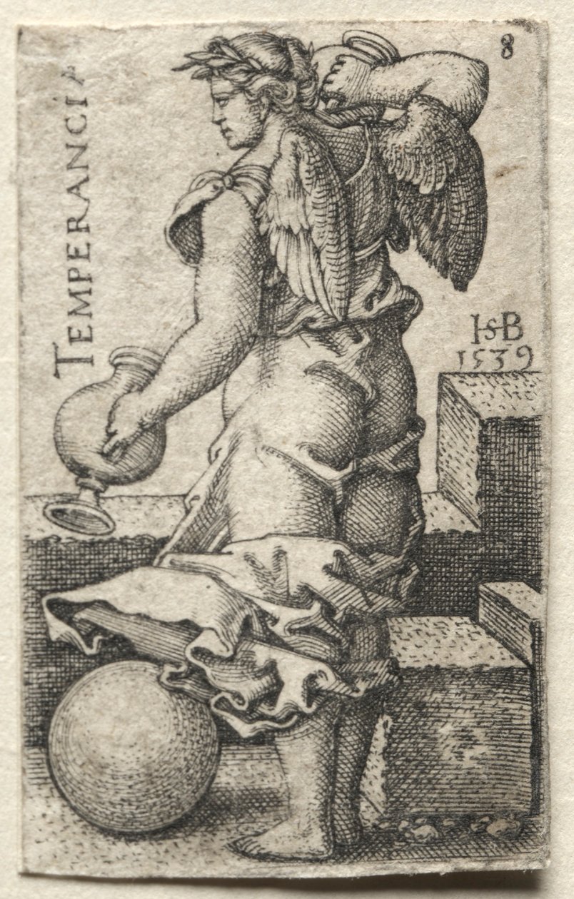 Tanrı Bilgisi ve Yedi Kardinal Erdem: Temperance - Temperancia. by Hans Sebald Beham