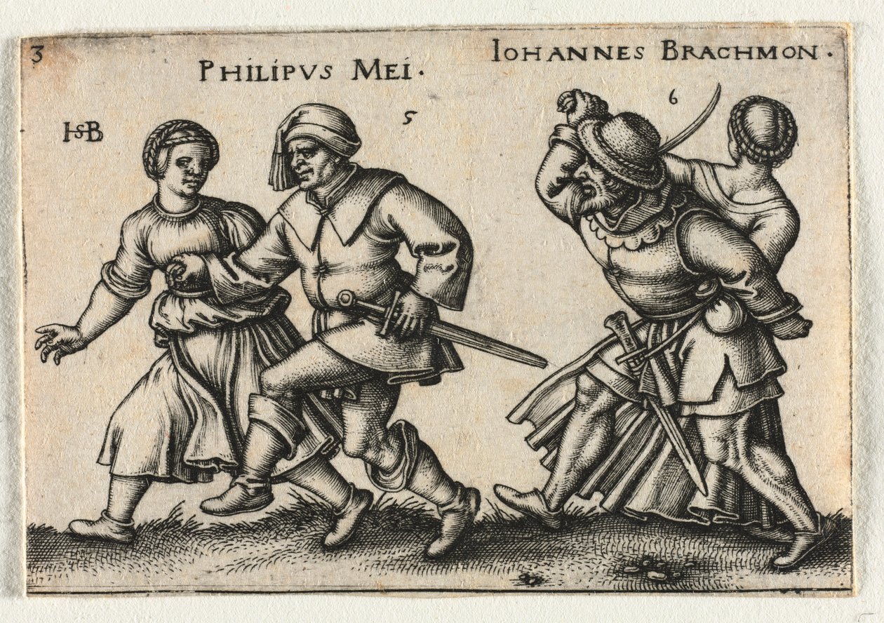 Köylü Düğünü veya On İki Ay: 5-Philipus Mei 6-Johannes Brachmon, 1546. by Hans Sebald Beham