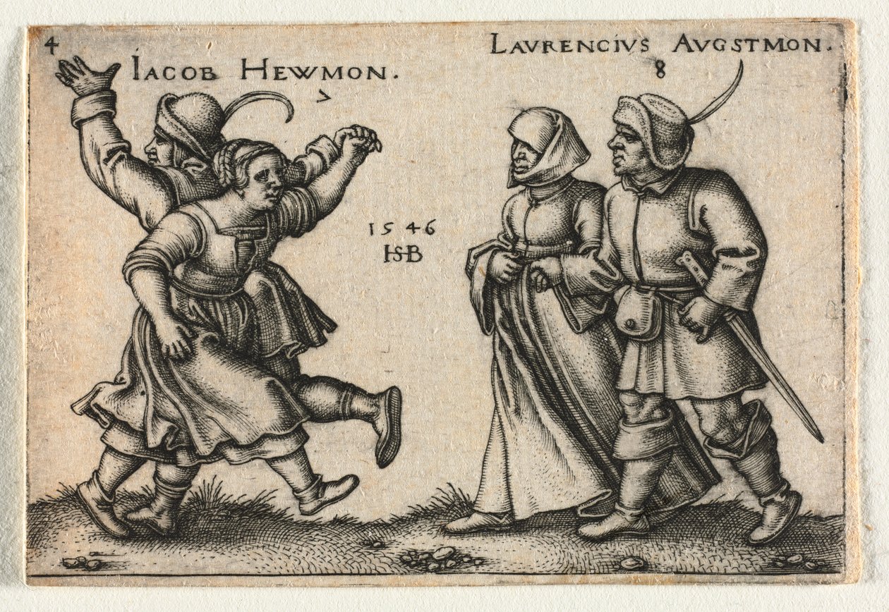 Köylü Düğünü veya On İki Ay: 7 Jacob Hewmon 8-Laurencius Augstmon by Hans Sebald Beham