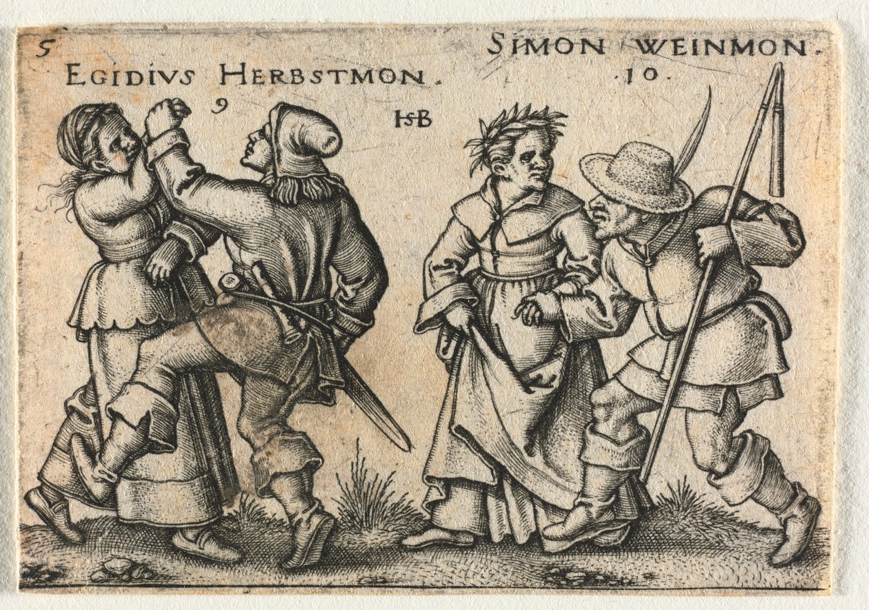 Köylü Düğünü veya On İki Ay: 9-Egidius Herbstmon 10-Simon Weinmon by Hans Sebald Beham