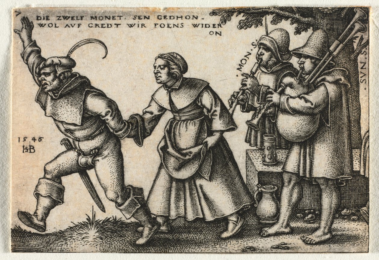 Köylü Düğünü veya On İki Ay: No. 7, 1546. by Hans Sebald Beham