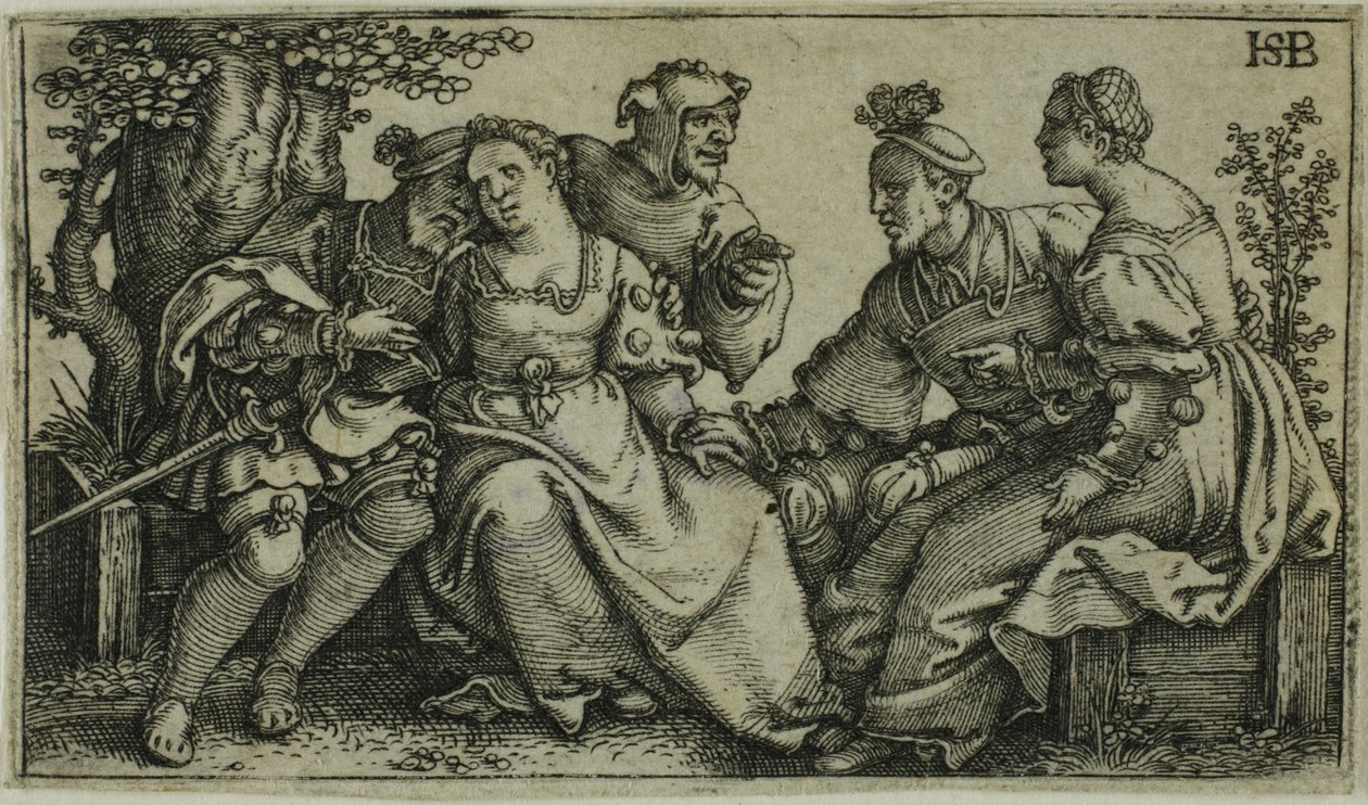 İki Çift ve Soytarı by Hans Sebald Beham