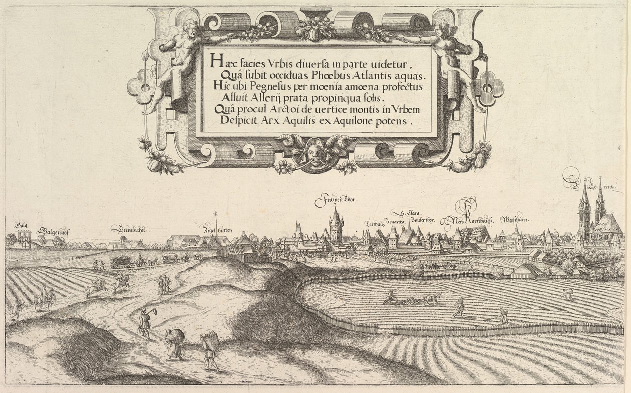 Nürnberg manzarası, doğuda, sol levha, 1552. by Hans Sebald Lautensack
