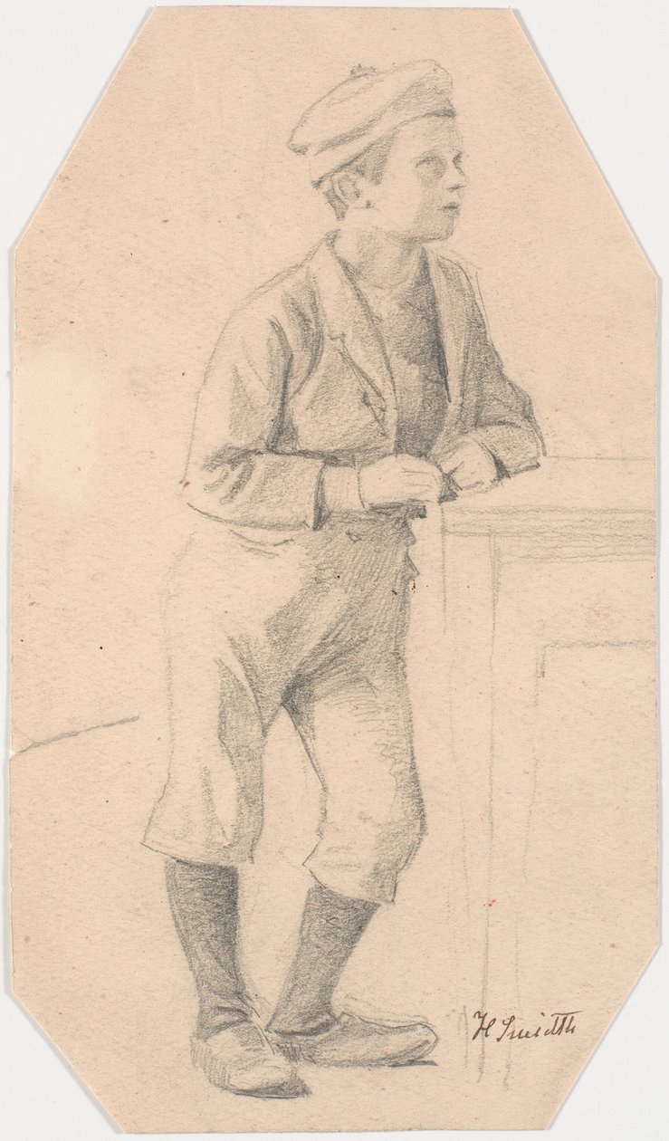 Bir masaya yaslanmış çocuk by Hans Smidth
