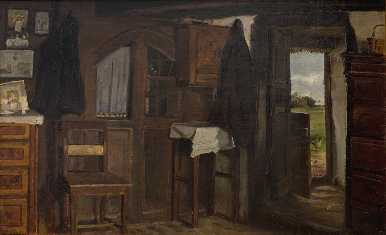 Bir çiftlik evinin içi by Hans Smidth