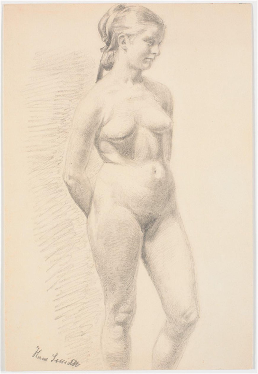 Ayakta kadın modeli by Hans Smidth