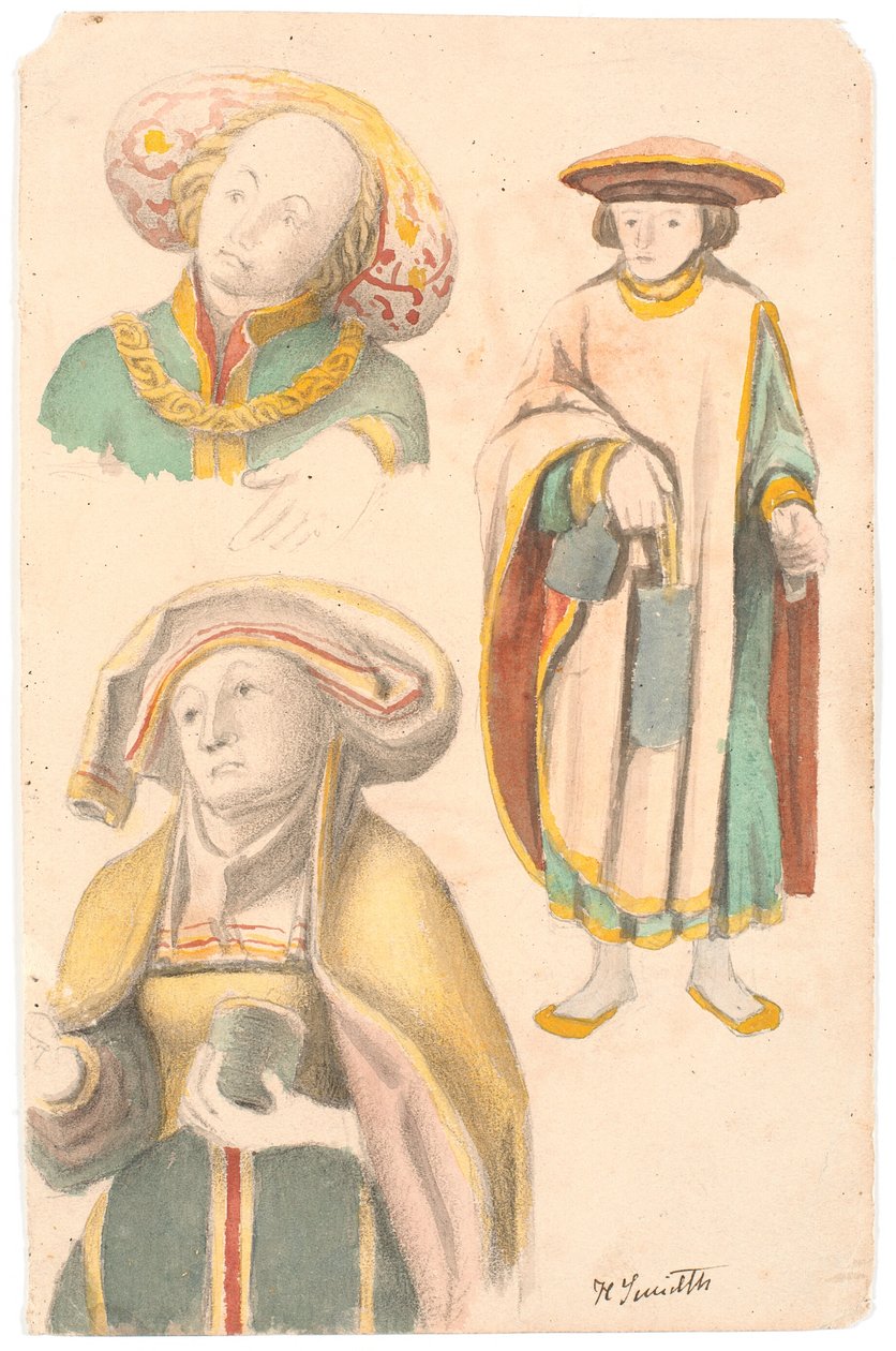 Ringkøbing ilçesindeki Estvad kilisesindeki mihraptan sonra üç figürle çalışın by Hans Smidth