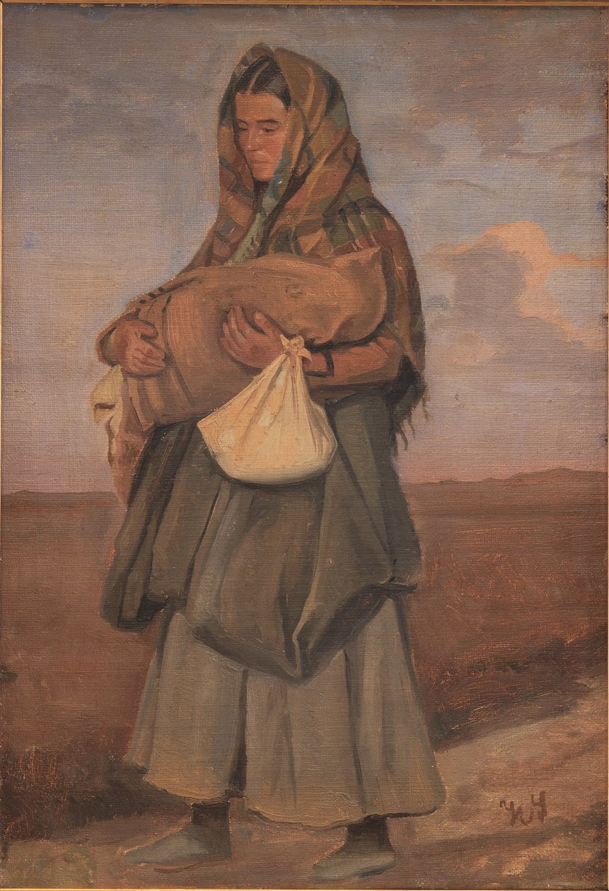 Moor üzerinde çocuğuyla tater kadın by Hans Smidth