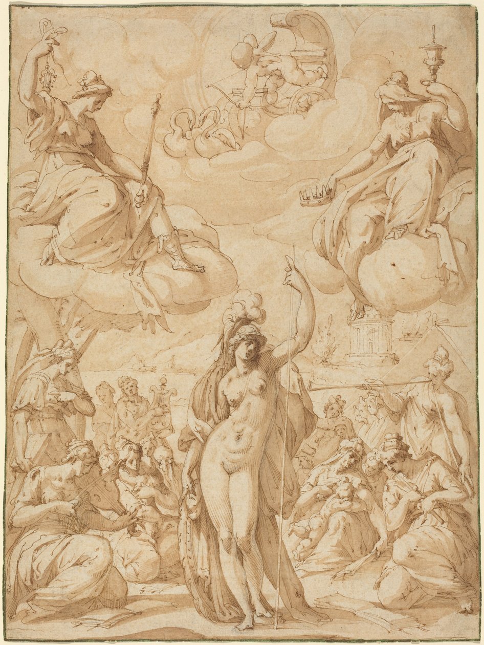 İlham Perilerinin Başı Minerva Alegorisi, 1575