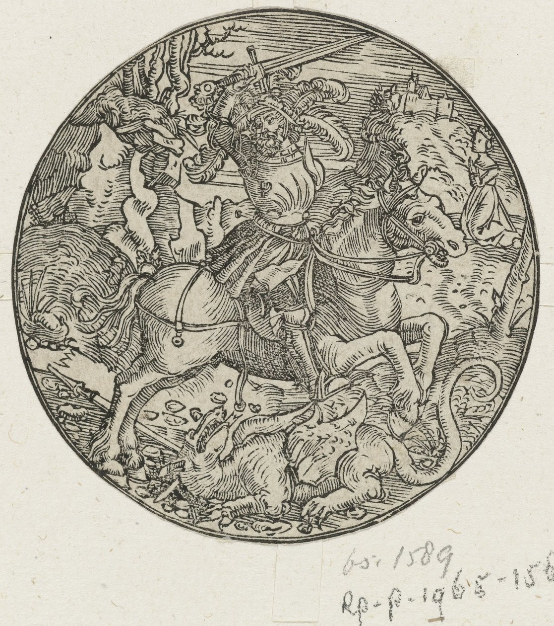 H. Joris ejderhayı öldürür by Hans Springinklee (manner of)