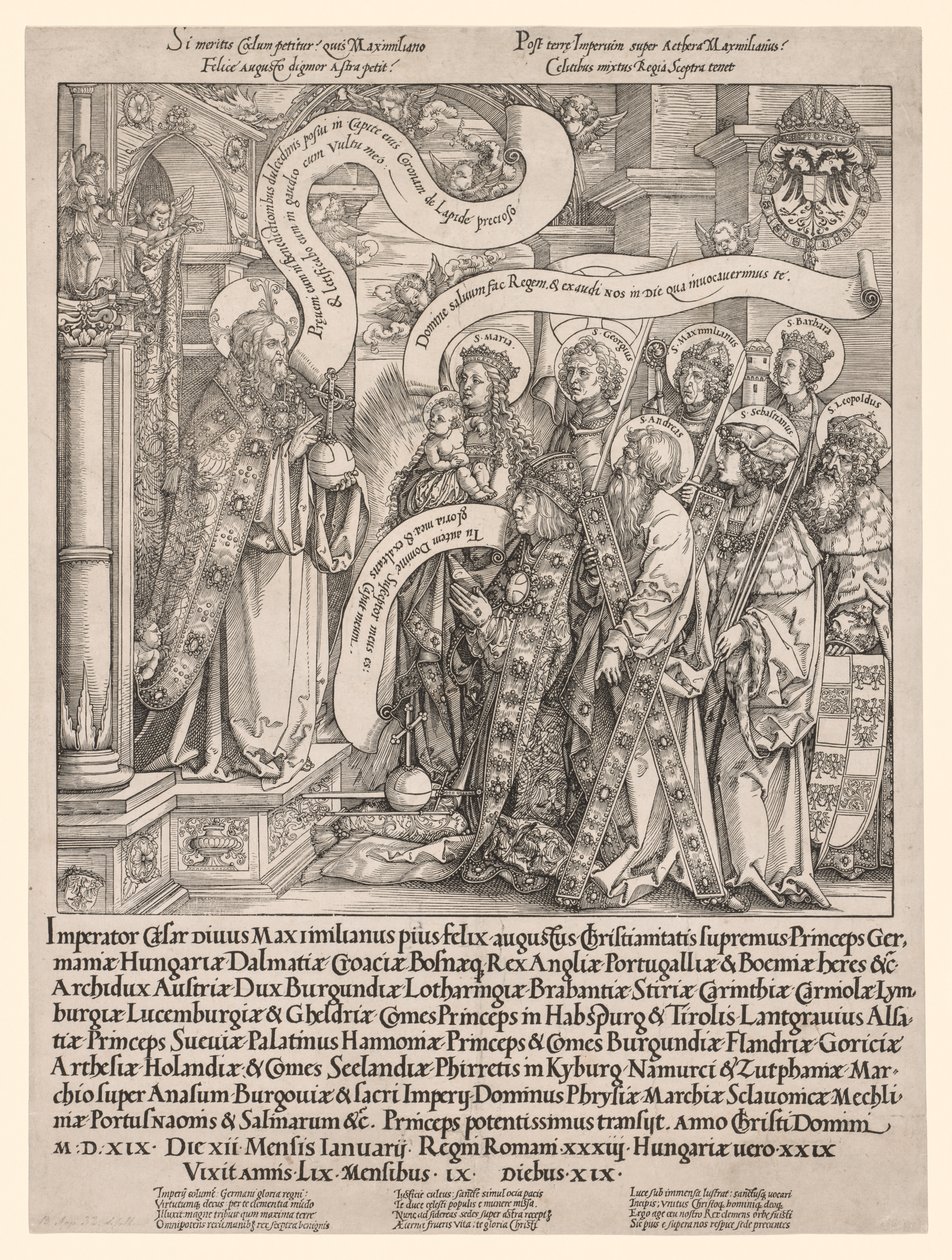 Koruyucu Azizleri Tarafından Yüce Allah'a Sunulan İmparator Maximilian by Hans Springinklee