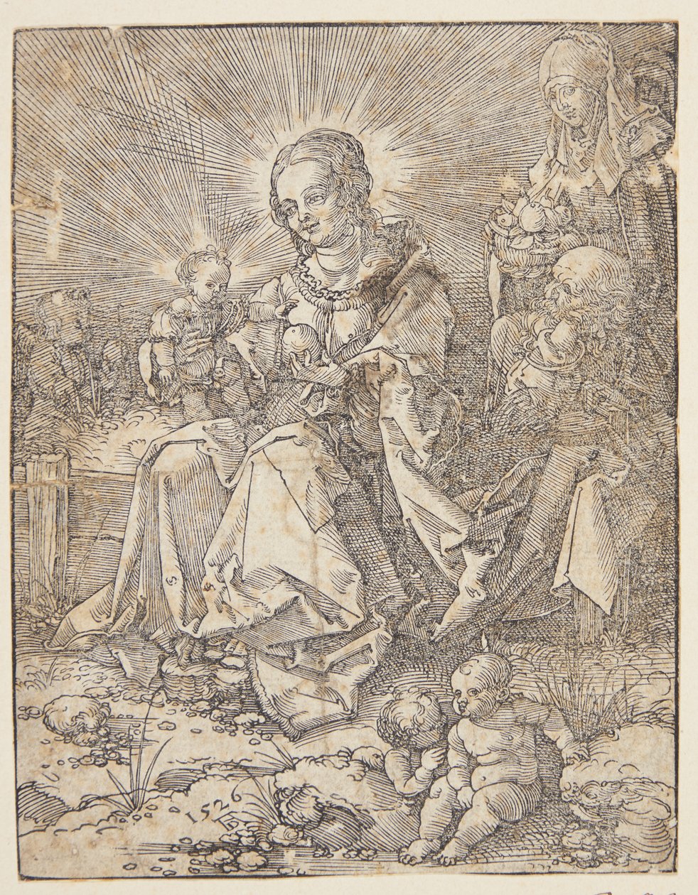 Madonna çimenli bir bankada by Hans Springinklee