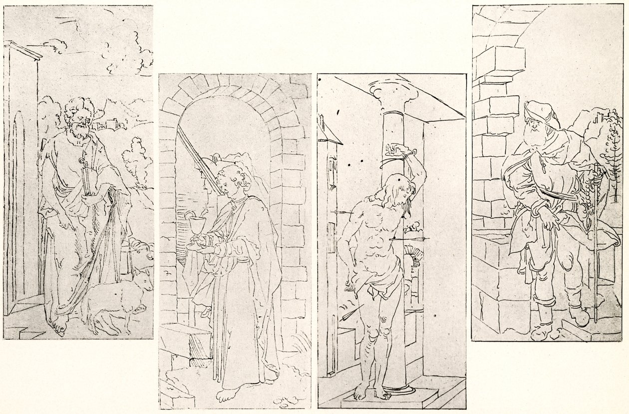 Vaftizci Yahya ve Evangelist Yahya. yanı sıra St. Sebastian ve St. Rochus by Hans Suess Kulmbach