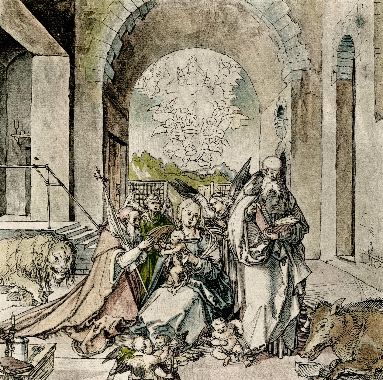 Aziz Jerome ve Anton ile Madonna by Hans Suess Kulmbach