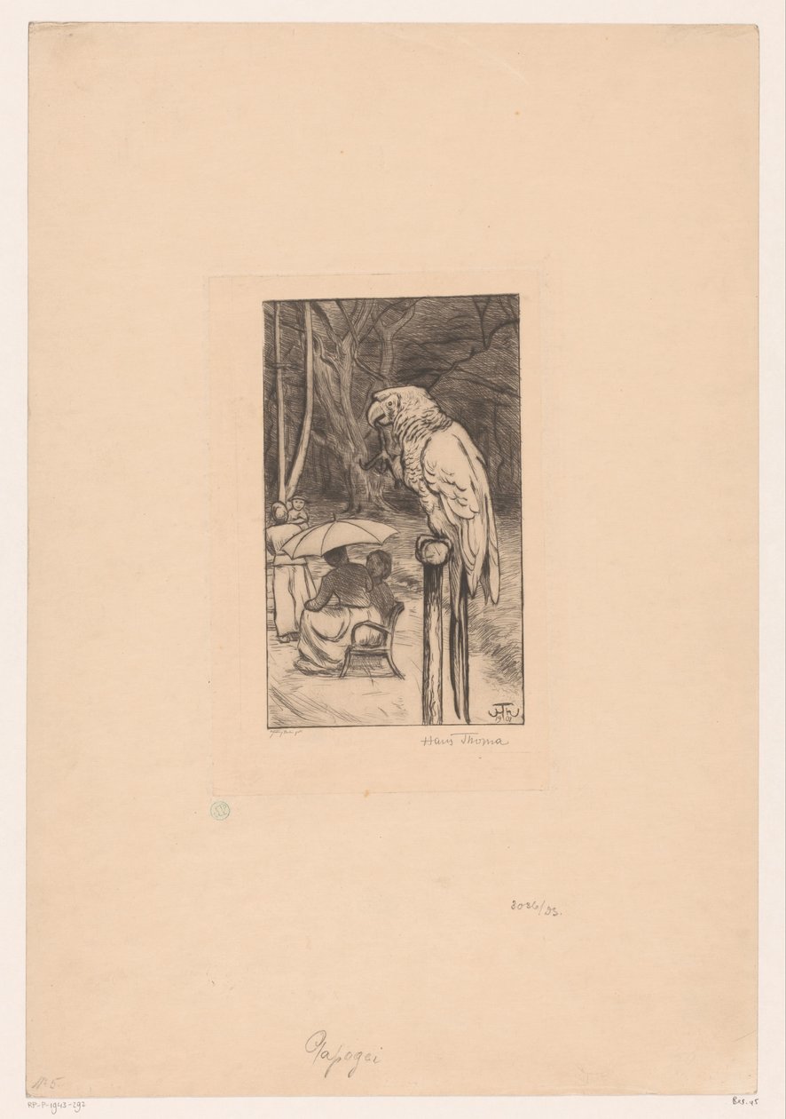 Papağan ve dört figür by Hans Thoma