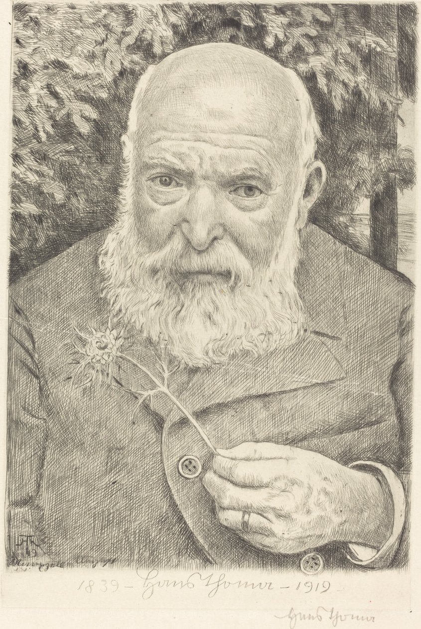 Çiçekli Otoportre VI by Hans Thoma