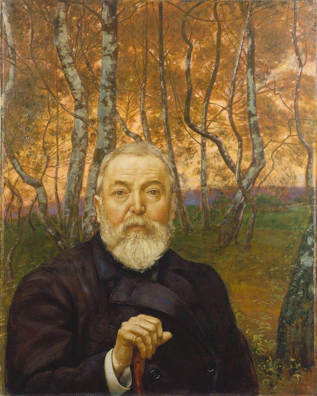 Huş Ormanı Önünde Otoportre by Hans Thoma