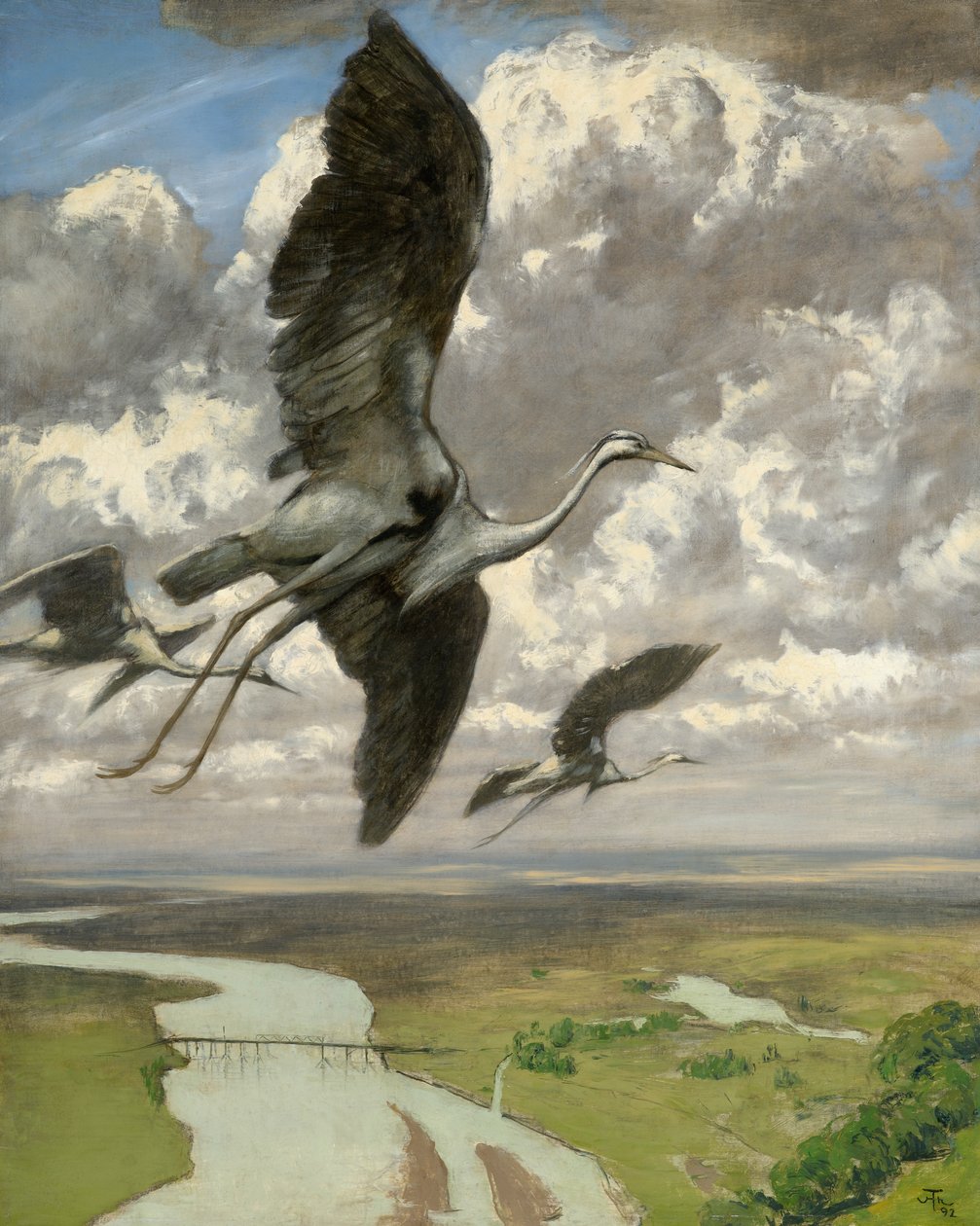 Harika Kuşlar, 1892 (karton üzerine yağlı boya) by Hans Thoma