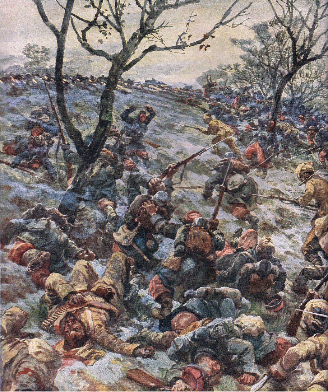 Fransız cephe hattının çöküşü, The Illustrated History of the World War 1914-1915 yayınından. tarafından Union Berlagsefellfchaft by Hans W. Schmidt