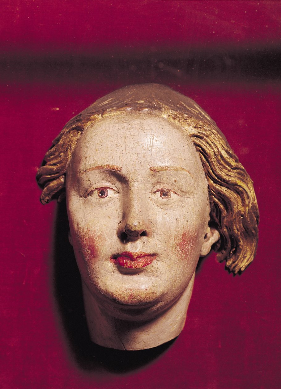 Bir azizin başı, c.1520 (boyalı ahşap) by Hans Weiditz