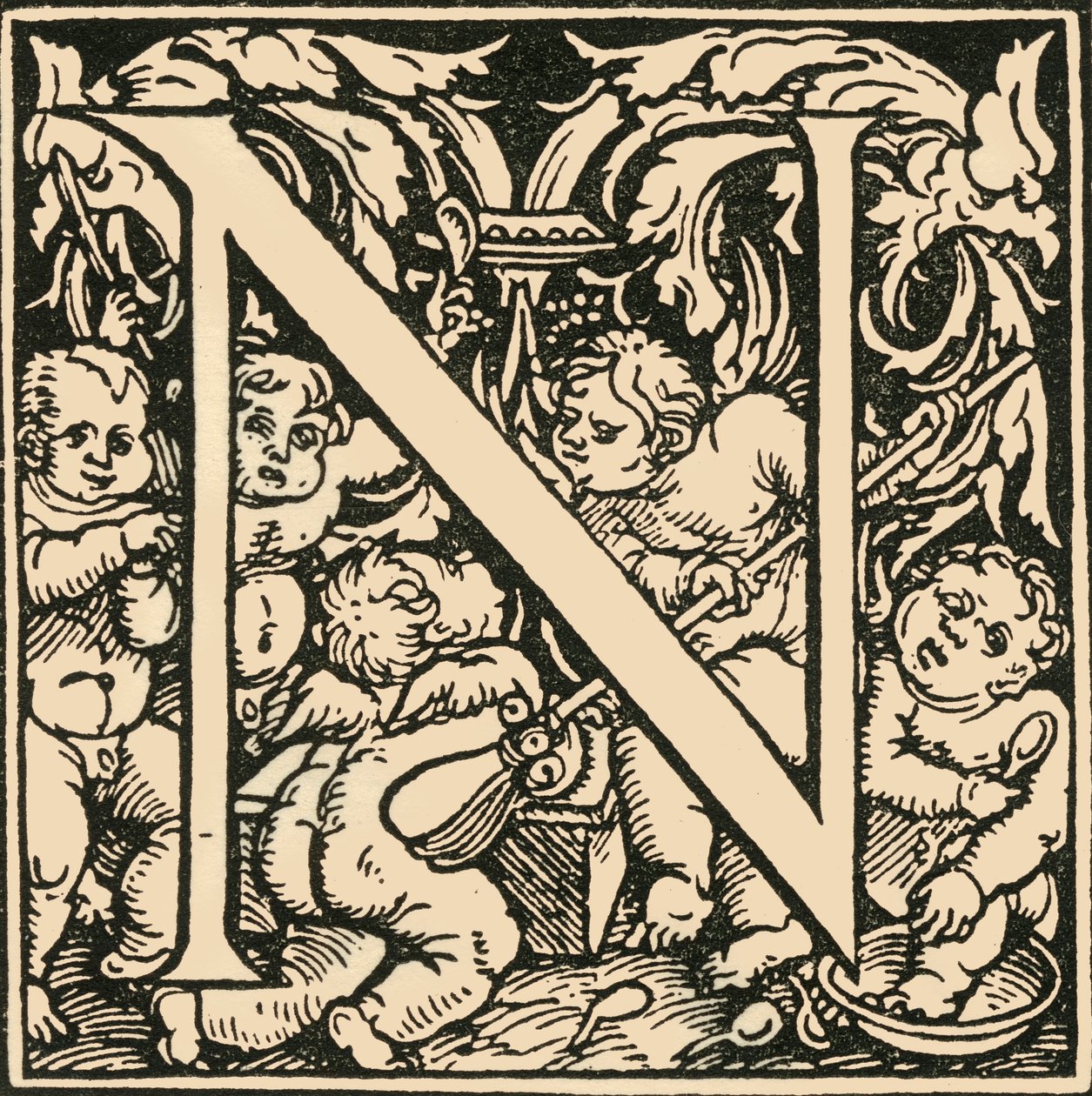 N - Bir Alfabe, Hans Weiditz, c1520-1521, 1908. by Hans Weiditz