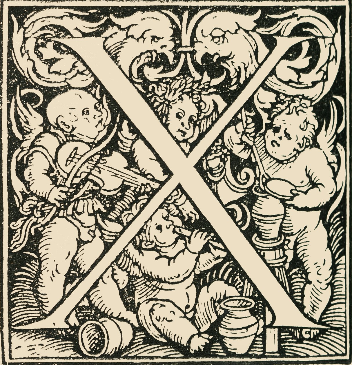 X - Bir Alfabe, Hans Weiditz, c1520-1521, 1908. by Hans Weiditz