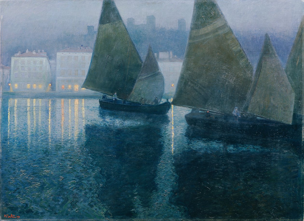 Istria limanında mehtaplı gece by Hans Wilt