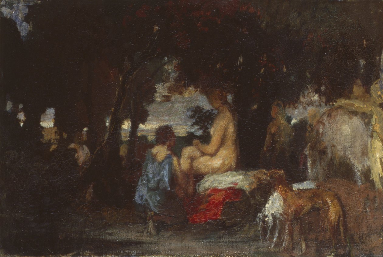 Diana Hamamı, The Repose of Diana için bir çalışma, 1863 by Hans von Marées
