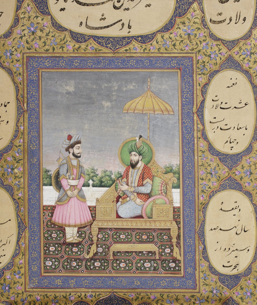 Babür hanedanı şecere albümü, 1855 (kağıt üzerinde opak wc ve altın) by Haqim Ahasan Ullah Khan