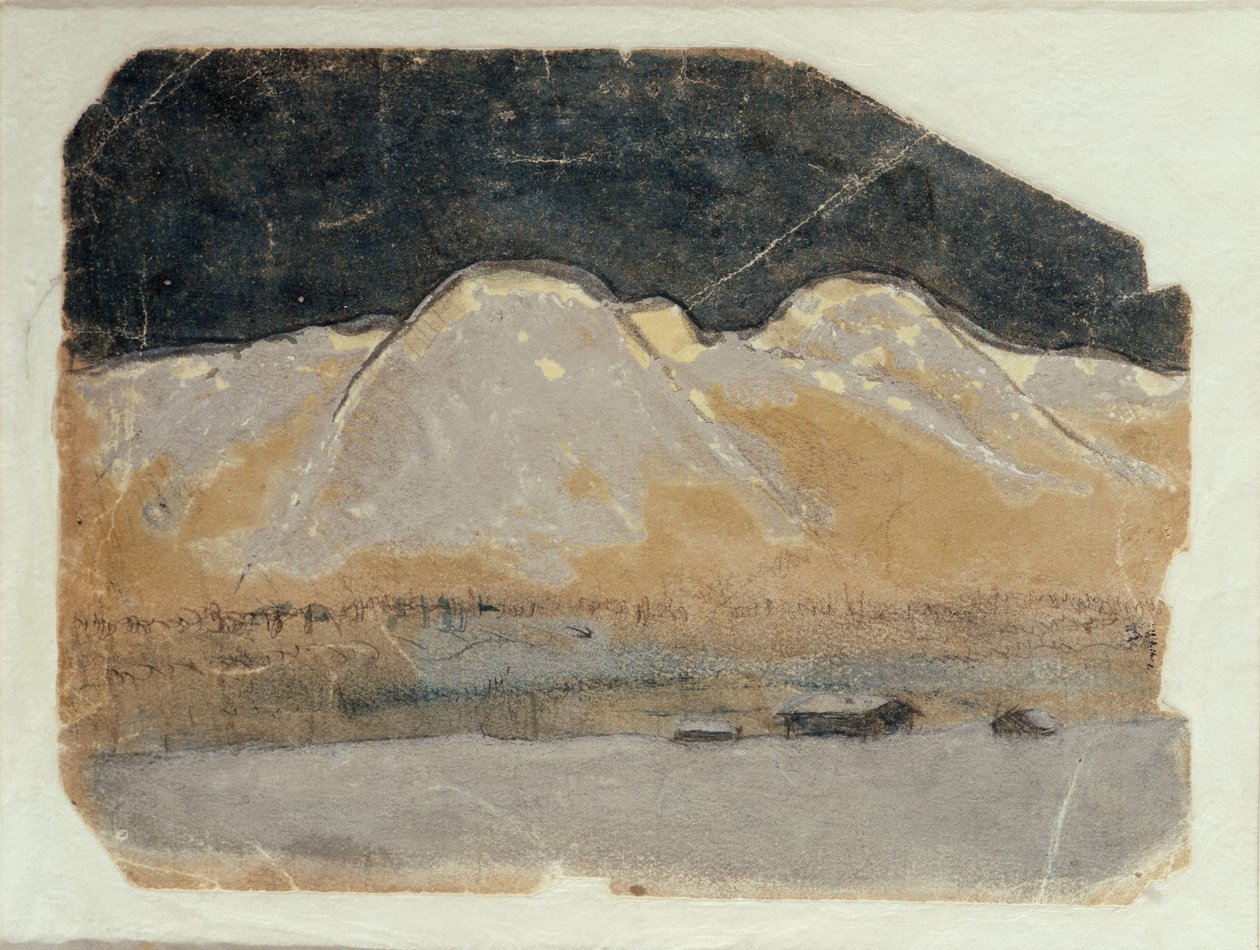 "Dağlarda kış gecesi" için ilk taslak by Harald Oscar Sohlberg