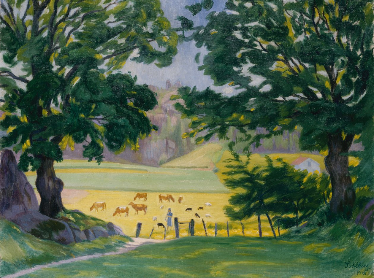 Sara sürüsünü koruyor by Harald Oscar Sohlberg